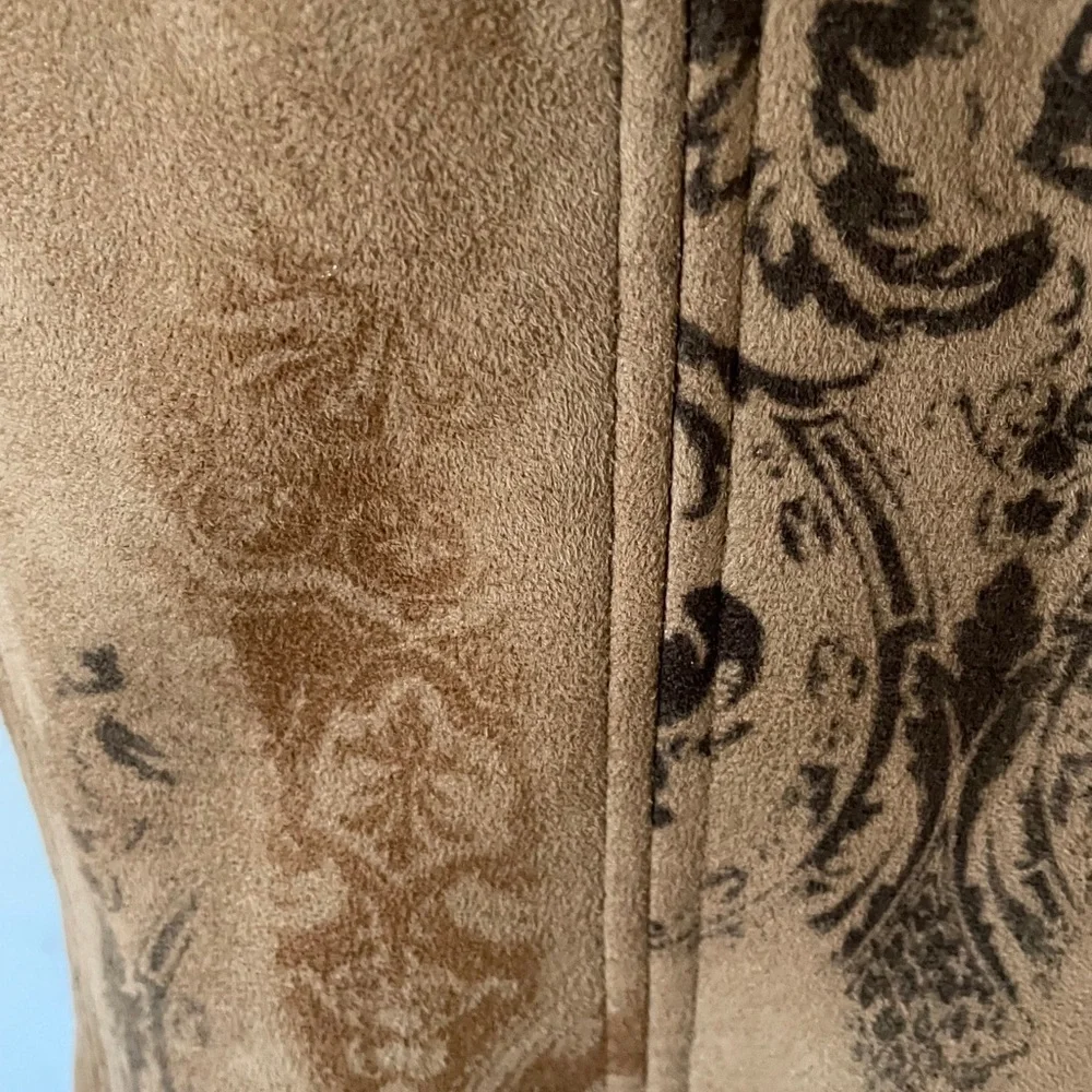 Dana Buchman Shearling Vest Women Size 10 Cognac Faux Suede Sherpa Cabincore - Picture 4 of 11